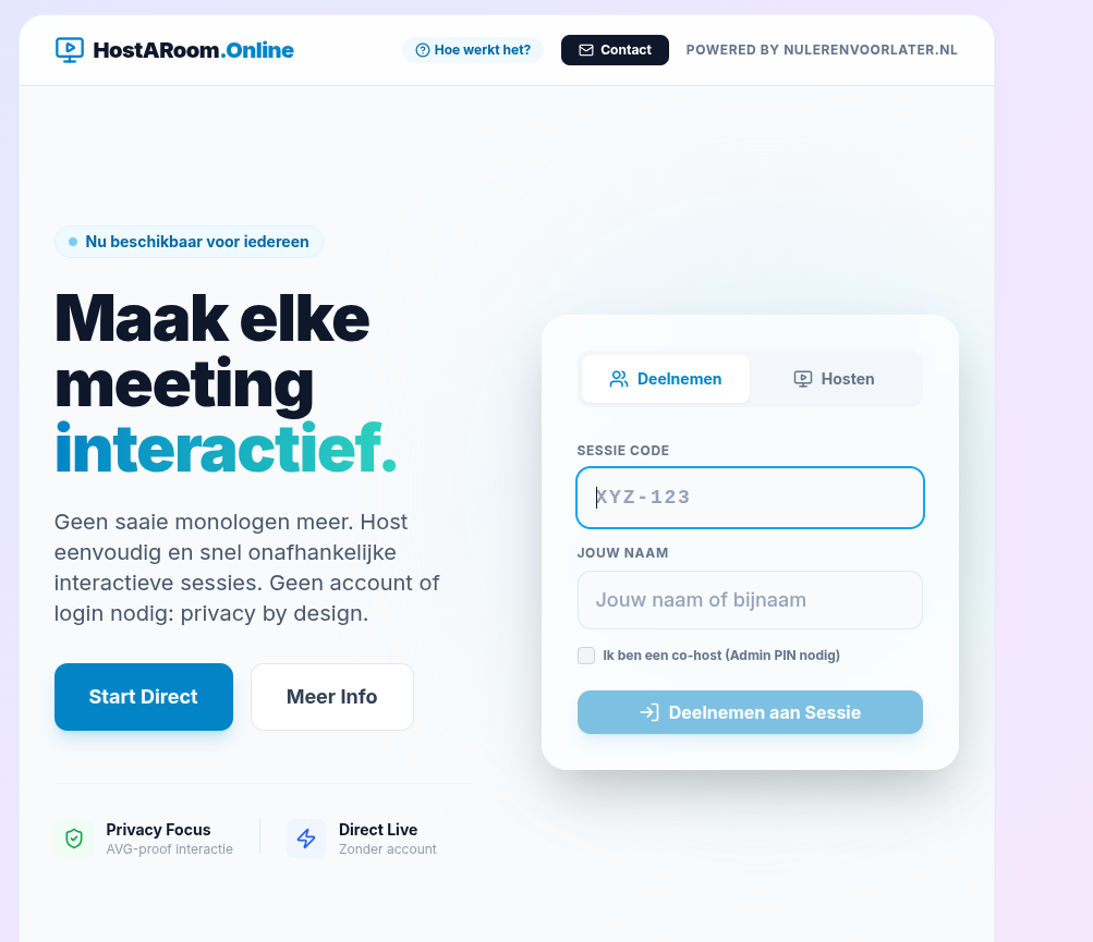 HostARoom.Online — host je eigen online room